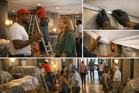 chantier plafond tendu martinique en site occupe bureaux et parties communes medium