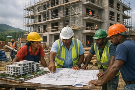 Plomberie bâtiment collectif en Martinique coordonnée par une entreprise multi-corps d état