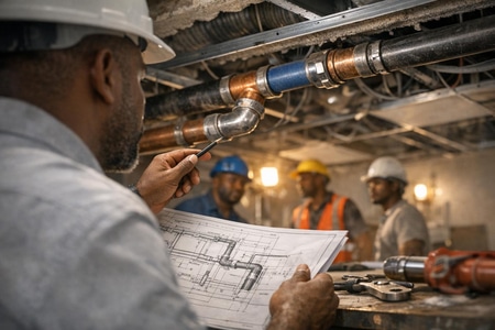 Rénovation plomberie bureaux en Martinique avec coordination multi corps d état