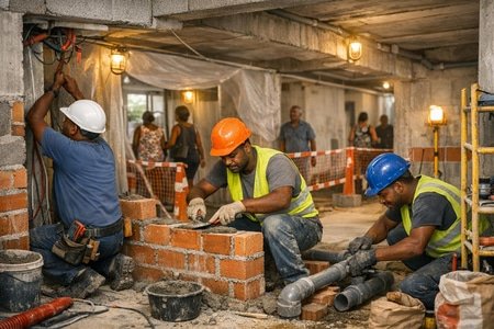 Travaux de maçonnerie en site occupé en Martinique avec coordination multi-corps d état