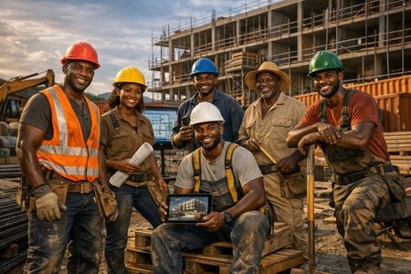 Equipe artisan maçon Martinique multi corps d état pour bâtiments collectifs et locaux professionnels