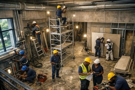 Installation de luminaires en Martinique dans un bâtiment collectif avec gestion multi-corps d état
