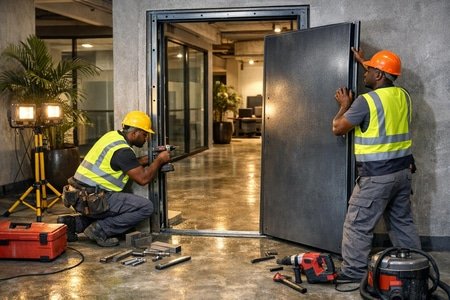 Pose de porte de sécurité en Martinique dans locaux professionnels